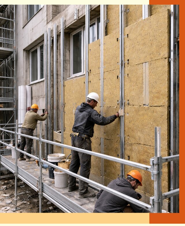 Утепление вентилируемого фасада в Вологде от 5752 руб/м2 — монтаж и утепление вентфасад | ТепломастерВгд